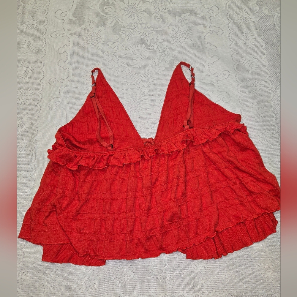 Free People Red Tie-Front Tank Top - Picture 5 of 7